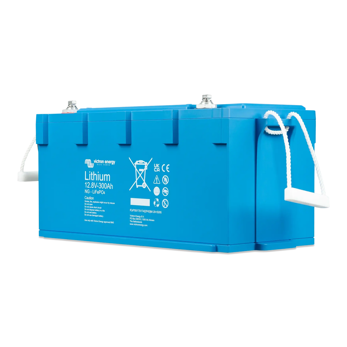 Batterie Victron Energy NG 300Ah montée par brides dans un système de stockage modulaire