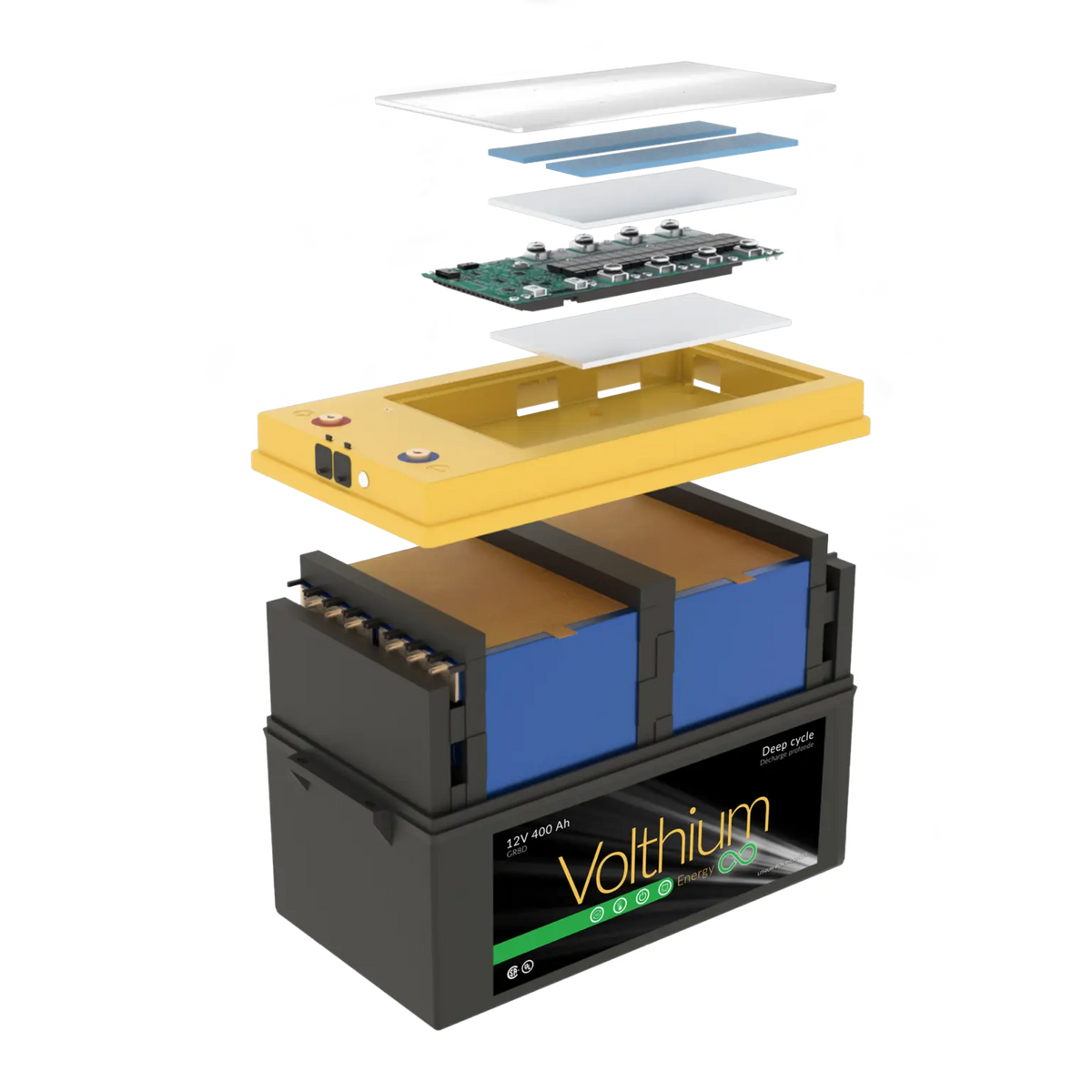 BMS accessible de la batterie LiFePO4 Volthium 400Ah pour diagnostic et entretien