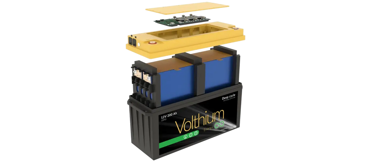 Batterie Volthium 4D 200Ah installée dans un véhicule récréatif
