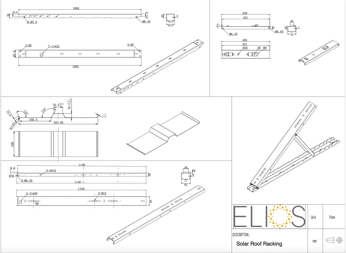Assemblage du cadre en aluminium du support de toit Elios Tectum T1