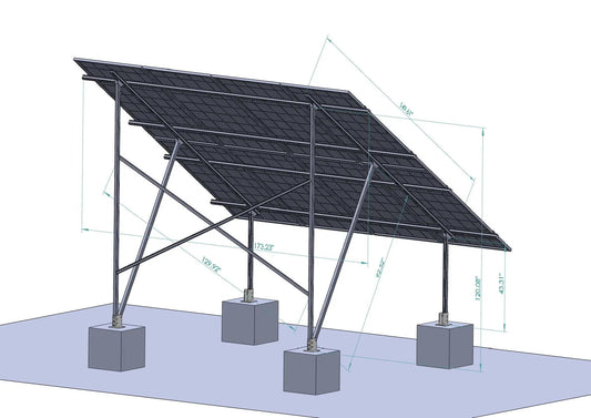 Structure en acier galvanisé du support Terra G8 avec rails en aluminium