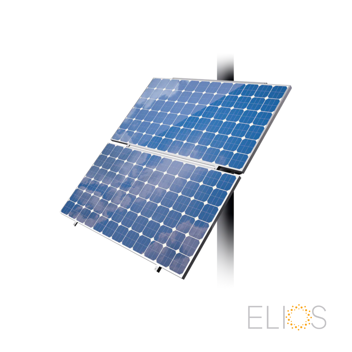 Support Elios Koala M2 fixé sur un poteau pour deux panneaux solaires