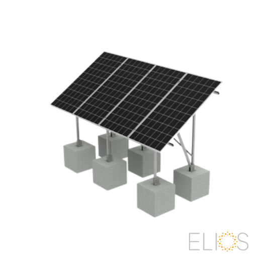 Système de montage au sol Elios Terra G4 assemblé pour quatre panneaux