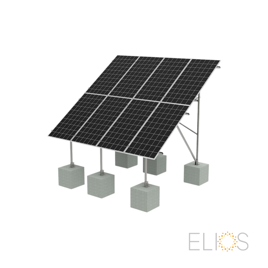 Système de montage au sol Elios Terra G8 assemblé pour huit panneaux solaires