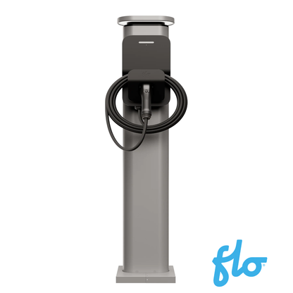 Socle Premium FLO vu de côté, support pour borne de recharge