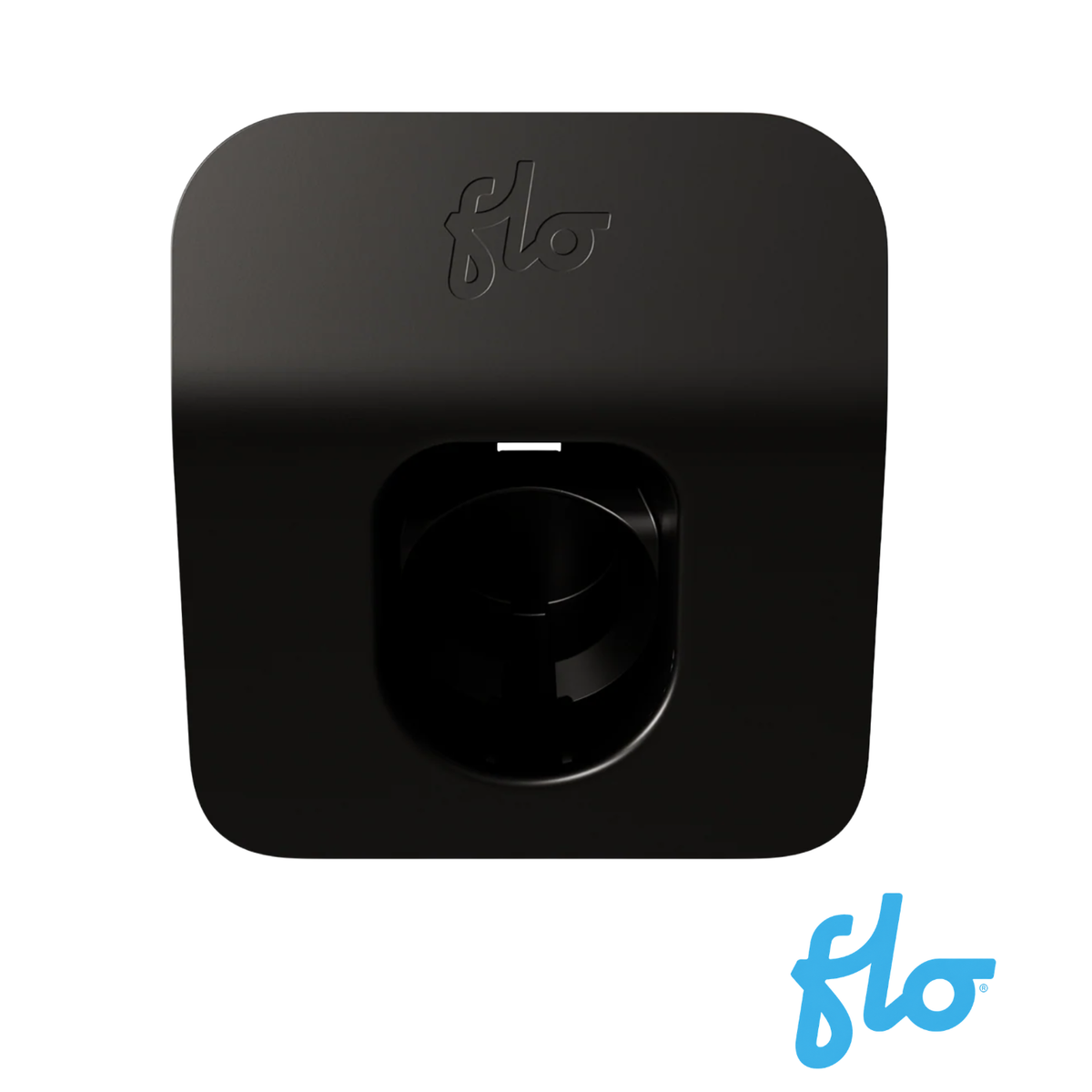 Connecteur J1772 rangé proprement sur le support mural FLO installé