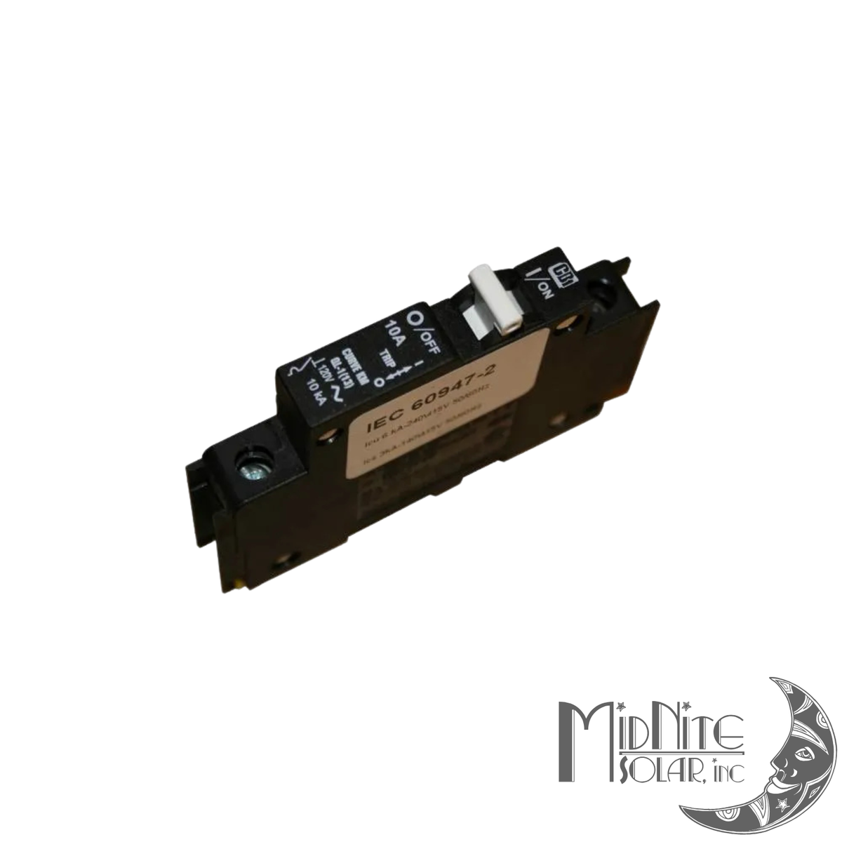 Disjoncteur AC MidNite MNEAC-15 15A 120V monté sur un rail DIN de tableau électrique