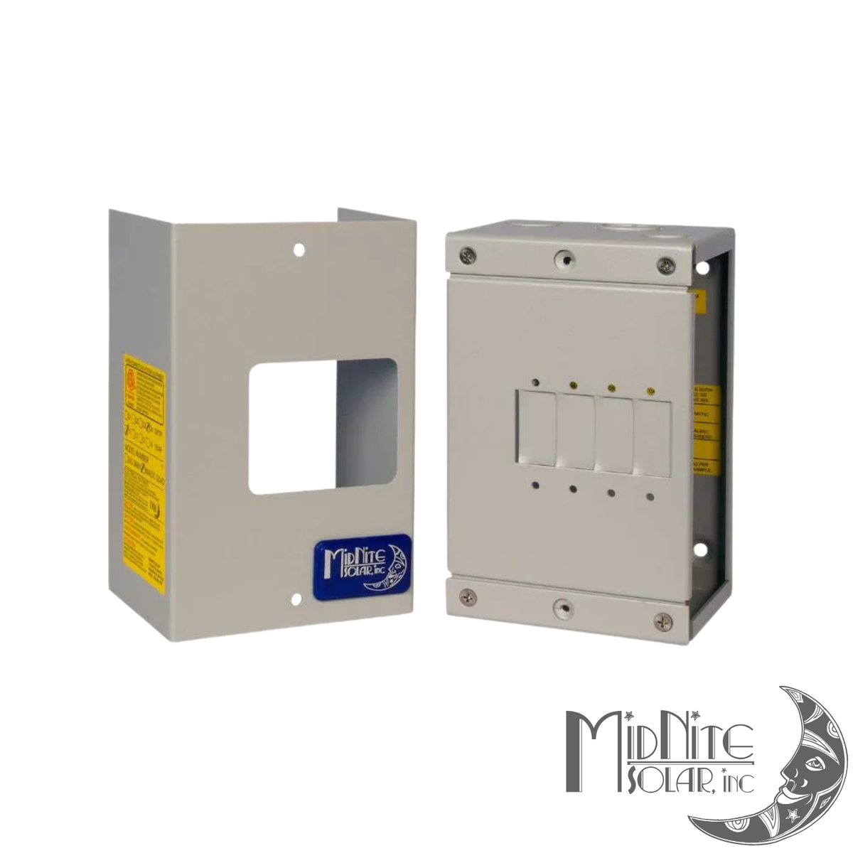 Boîtier MidNite MNEDC-QUAD pour 4 disjoncteurs, distribution AC/DC en système solaire