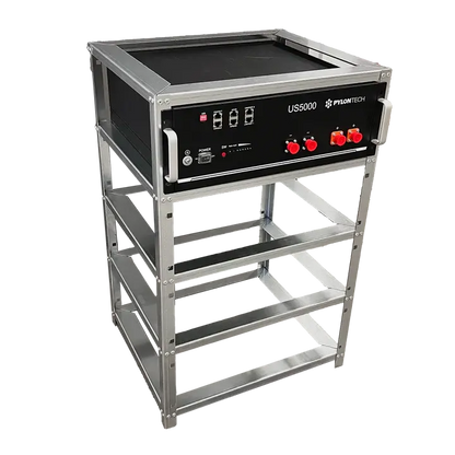 Support métallique Elios prévu pour quatre modules de stockage Pylontech US5000