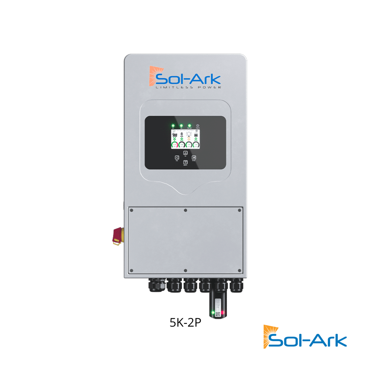 Onduleur-chargeur hybride Sol-Ark 5K-2P installé en montage extérieur protégé