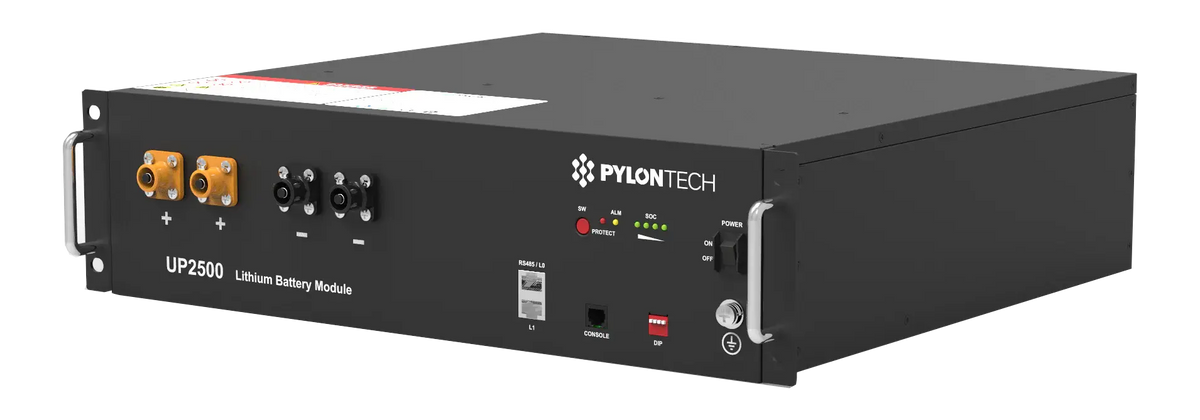 Batterie Pylontech UP2500 24V au format rack 19 pouces pour système de stockage compact