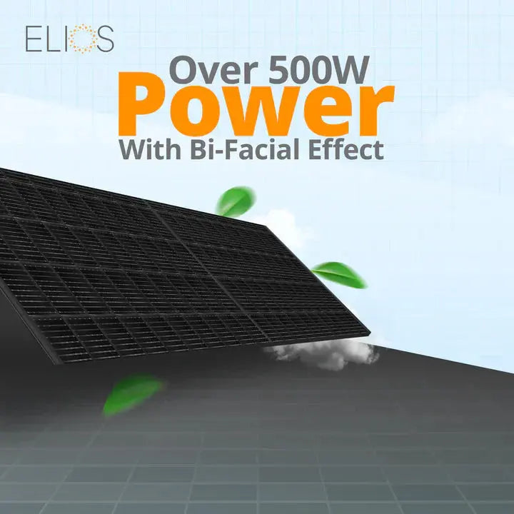 Face arrière active du panneau solaire bifacial Elios Voltaic 400 W